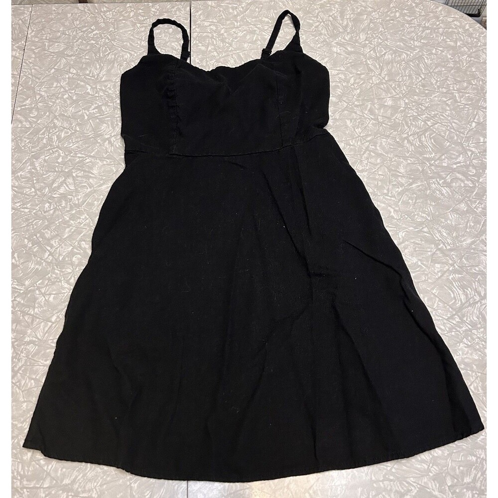 Old Navy women's black Linen blend summer dress elastic back size Medium